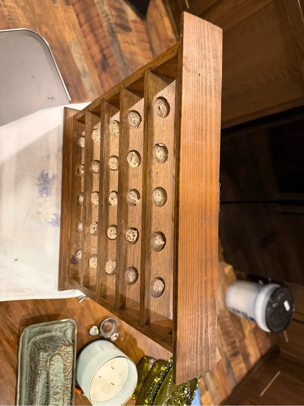 Vintage Wooden Shot Glass Golf Ball Wall Hanging Display Rack